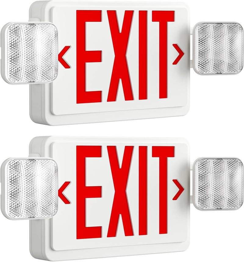 FREELICHT 2 Pack LED Exit Sign with Emergency Lights, Adjustable LED Emergency Exit Lights with Battery Backup, Easy To Install, UL Certified, AC 120/277V - Image 1